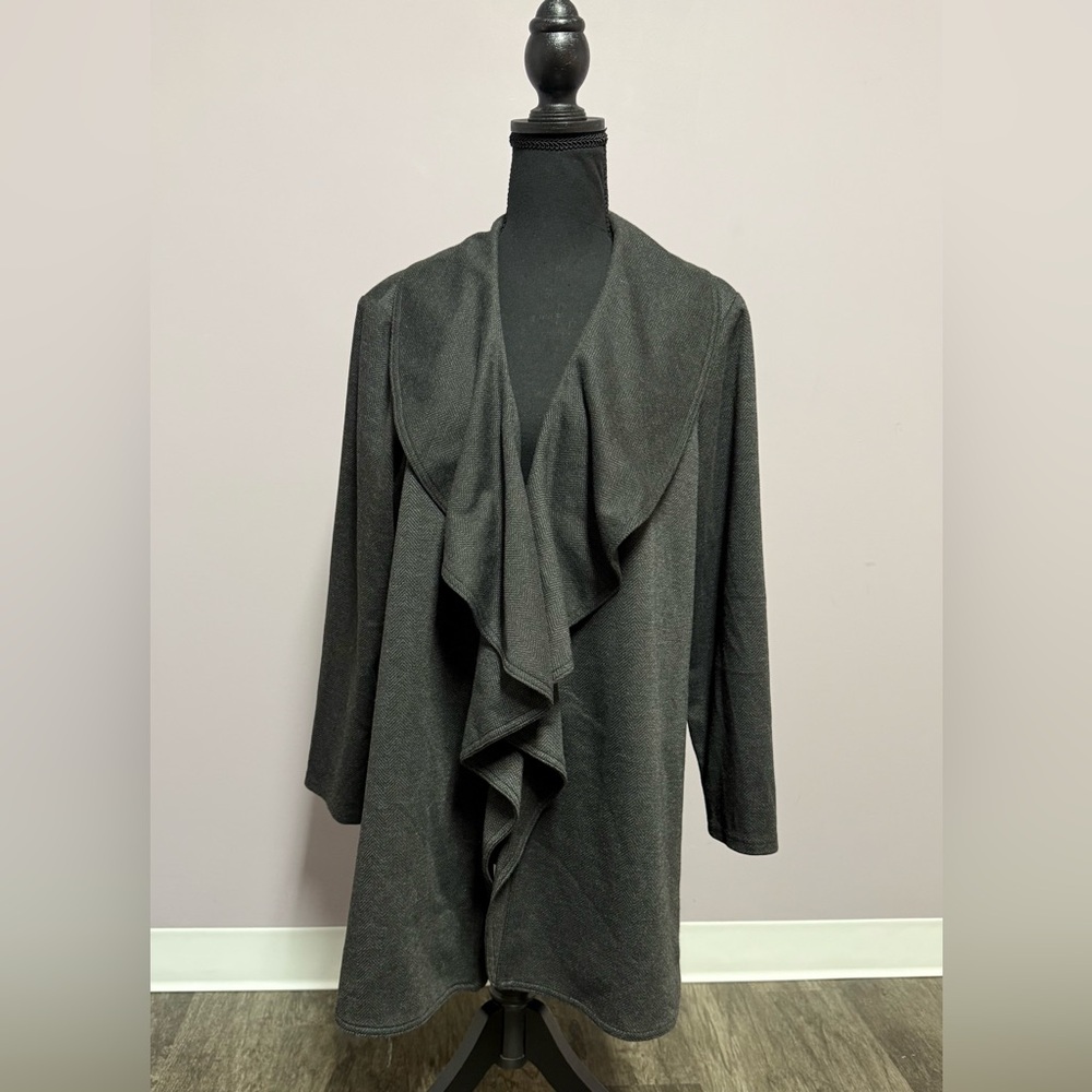 CALVIN KLEIN Herringbone RUFFLES Coat JACKET